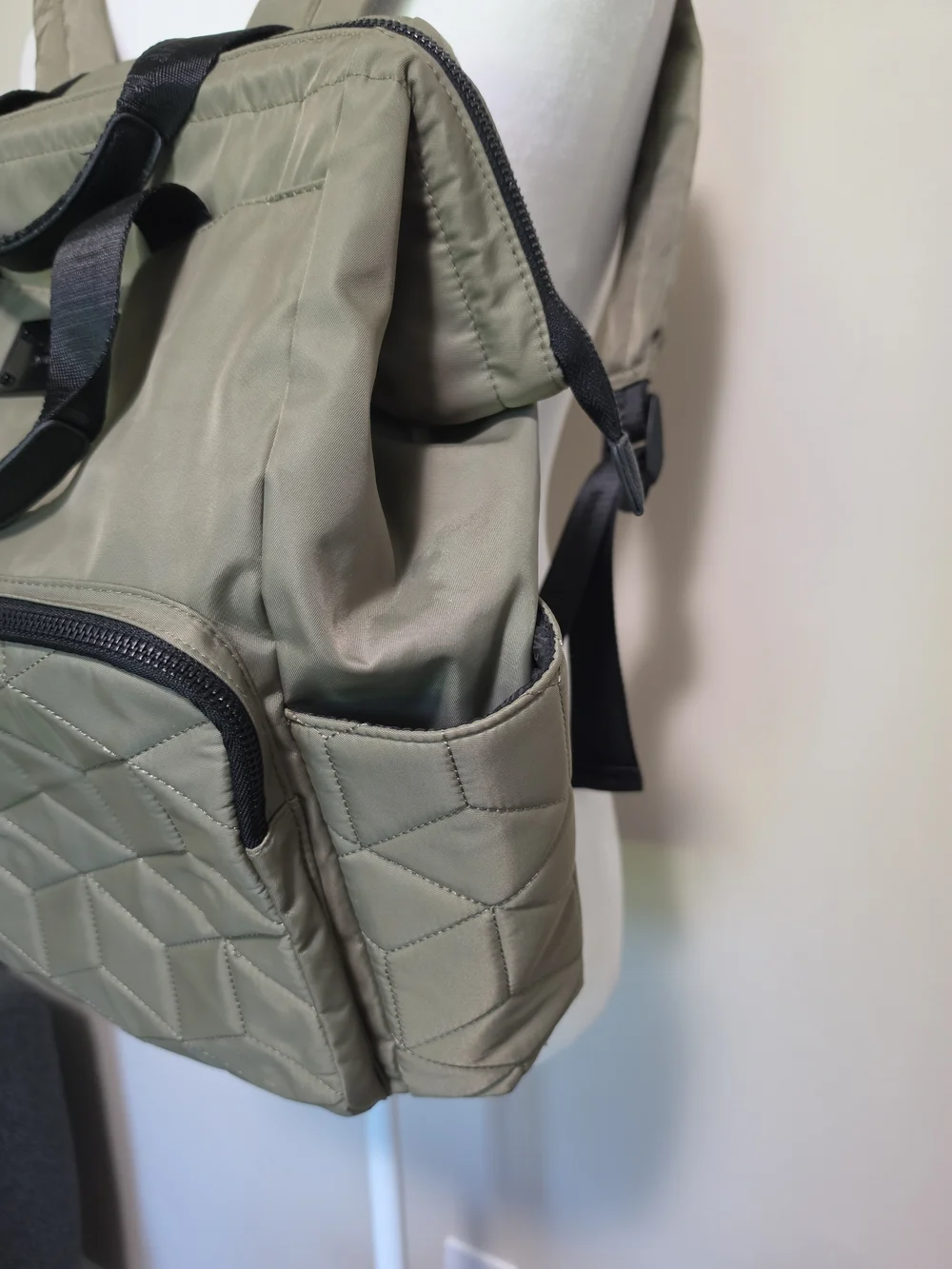 Steve Madden Quilted Nylon Convertible Backpack Tote Bag - Olive Green (Unused)